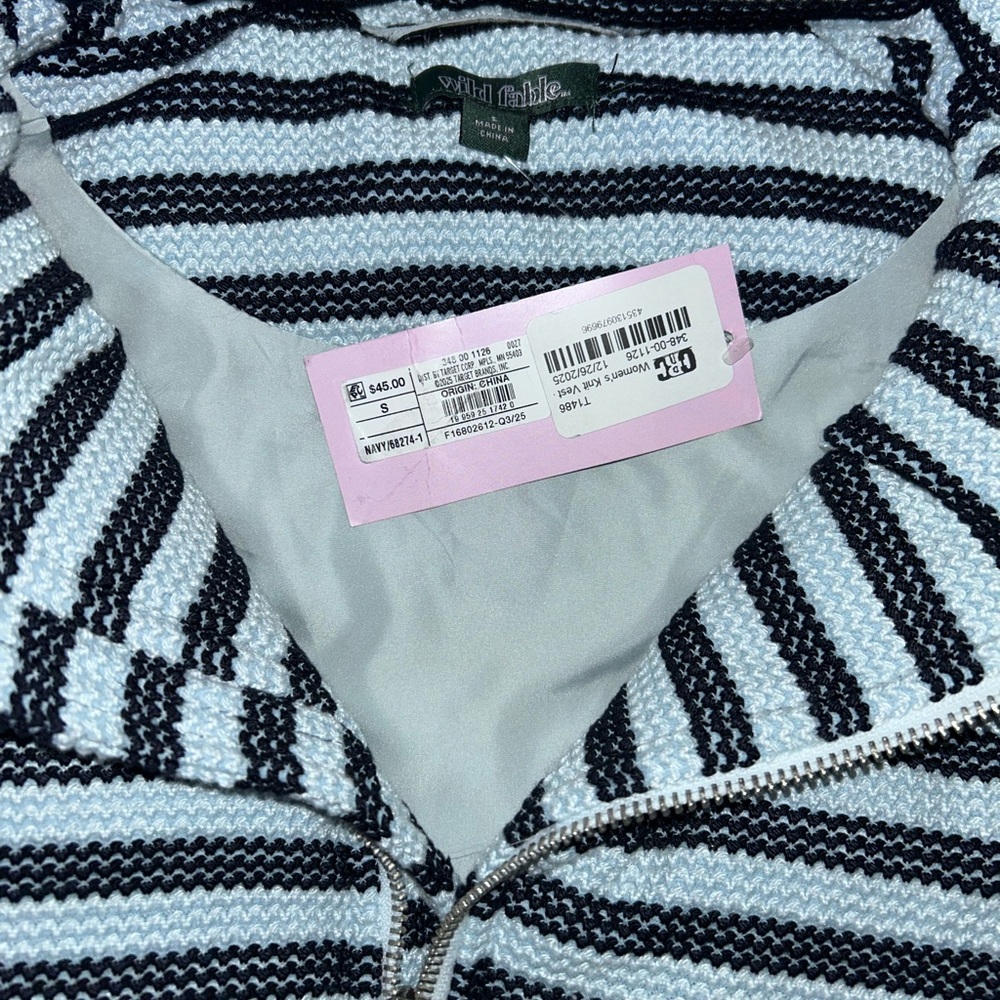 Wild Fable Knit Full Zip Puffer Vest - HEAVY - Striped Blue - NWT - Picture 6 of 10